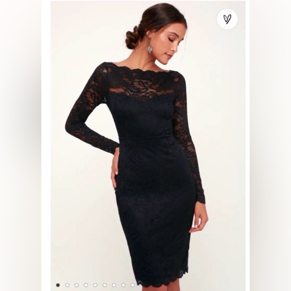 Lulu's Black Long Sleeve Lace Dress
